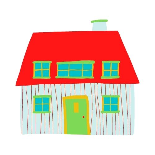 rysunek ładnego domku z czerwonym dachem